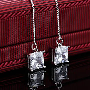 Jellystory Módne 925 Strieborné Šperky, Náušnice s Sladkovodné Perly Štvorcového Tvaru Emeral Drahokam Drop Náušnice pre Ženy, Svadobné