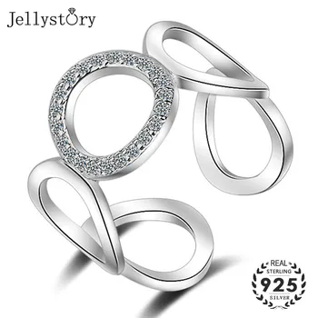 Jellystory Módne Otvoriť Krúžok 925 Silver Šperky s Geometrickými Tvarované Zirkón Kamene, Prstene pre Ženy, Svadobné Darčeky veľkoobchod