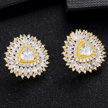 Jemná Módne Luxusné Crystal Drahokamu Medi CZ Stud Náušnice Ženy Zirconia Šperky v Uchu Stud Náušnice Pre Svadbu