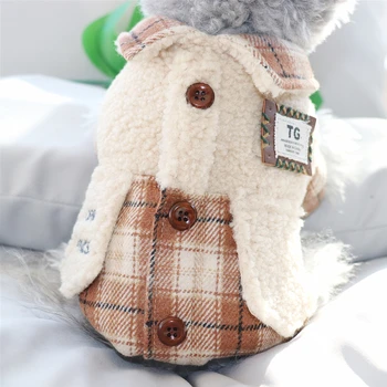 Jesenné a zimné pet bavlna kabát baránok psov bišonika VIP Pomeranian Bradáči Teddy VIP mačka malé psie oblečenie