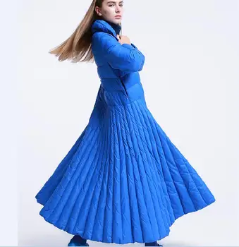 Jesenné a zimné Sukne štýl dlho nadol ženy bunda zvláštne Dizajn kabát Modrá plus veľkosť parkas žena a príčinné teplé nosenie wq92