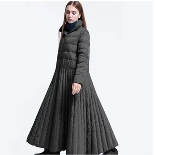Jesenné a zimné Sukne štýl dlho nadol ženy bunda zvláštne Dizajn kabát Modrá plus veľkosť parkas žena a príčinné teplé nosenie wq92