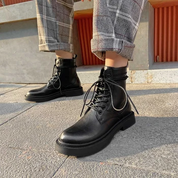 Jeseň 2020 ploché dno dámy krajky-up Martin topánky móda all-zápas vonku bežné krátke-tube dámske topánky