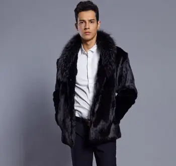 Jeseň faux noriek kožená bunda pánske zimné zahustiť teplé kožušiny kožený kabát mužov krátke šaty jaqueta de couro móda