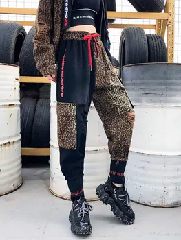 Jeseň Jar 2021 Dámske Leopard bundy Plus Veľkosť Black Patchwork Denim Kabát pre dievča Nadrozmerné Jean Oblečenie Dizajnér SA029S50