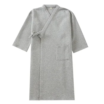 Jeseň Zima Mužov Kimono Nightgown Župan Bavlna vzduchová Vrstva Prešívaný Zahusťovanie Veľké Veľkosti Domov Dlhú Šaty Spánku Topy