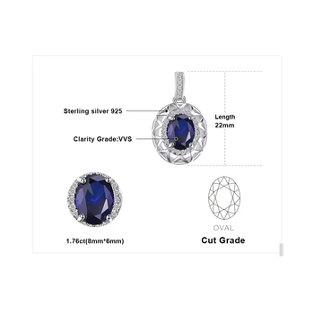 JewelryPalace Vytvorené Sapphire Náhrdelník Prívesok 925 Sterling Silver Drahokamy Choker Vyhlásenie Náhrdelník Ženy Bez Reťazca