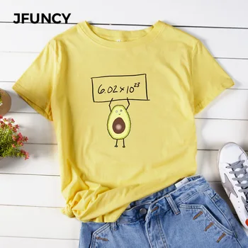 JFUNCY Nové Kreslené Vytlačené Ženy T-Shirt Letné Bavlnené Tričká Topy kórejský Nadrozmerná Žena Tričká Krátky Rukáv Žena Tričko 2020