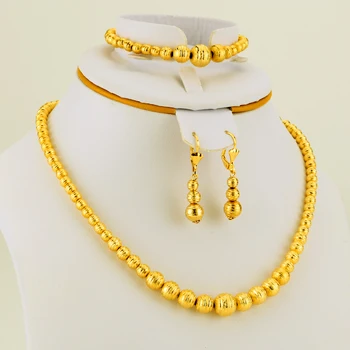 JHplated Módne Etiópskej Zlaté Šperky Sada Guľa Ženy Šperky, Svadobné dary