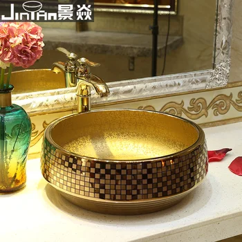 Jing Yan keramiky dosku umývadlo titanium gold art povodí mozaiky Povodí
