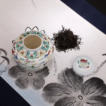 Jingdezhen keramická nádrž čaj hrniec ručne maľované modré a biele kvety dvojité phoenix sebe cloud vzor starožitné konzerve