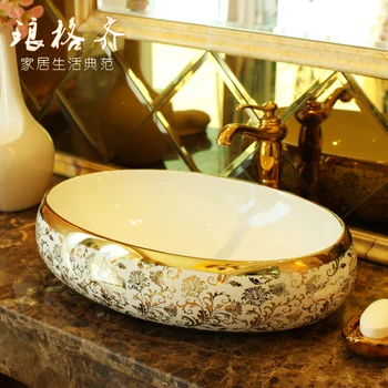 Jingdezhen kúpeľňa keramické umývadlo, umenie umývadlo gold viniča