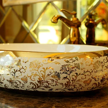 Jingdezhen kúpeľňa keramické umývadlo, umenie umývadlo gold viniča