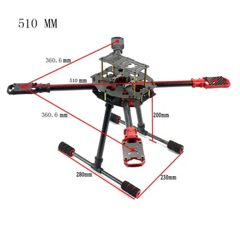 JMT J510 510mm Uhlíkových Vlákien 4-os Skladací Stojan Rám Auta s Vysokou Statív pre DIY Quadcopter RC Drone