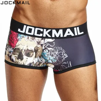 JOCKMAIL značky mens boxery Tlač sexy mužov bielizeň pánske spodky muž nohavičky šortky U vypuklé puzdro gay bielizeň