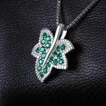 Jpalace Leaf Simulované Nano Emerald Náhrdelník Prívesok 925 Sterling Silver Drahokam Choker Vyhlásenie Náhrdelník Žien Č Reťazca