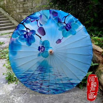 JPY Dia 60-100 cm Čínske Tradičné Ručné Dávnych Remesiel Dáždnik, Modrá Nepremokavé Parasol Dacne Olejované Papier Dáždnik
