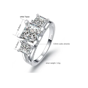 JQUEEN 925 Sterling Silver Luxusné Svadobné Výročie Zásnubný Prsteň 2.5 Ct Šperky 3 Kamene anillos mujer Strieborný Prsteň