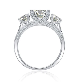 JQUEEN 925 Sterling Silver Luxusné Svadobné Výročie Zásnubný Prsteň 2.5 Ct Šperky 3 Kamene anillos mujer Strieborný Prsteň