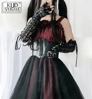 Jsk Gothic Lolita Popruh Dlhé Šaty Čierny Závoj Japonský Šatkou Pletenca Ženy Cosplay Party Kostýmy Rozprávkových Kei Stredoveké Ples V Lete