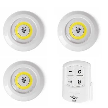 Juego de 3 focos LED con mando inalámbrico Led downlight para techo, cocina, baño, armario iluminación regulable y temporizador