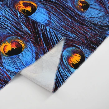 Južná Kórea vietor kríž páva float maľovať satén stretch bavlnená tkanina pre šaty taška vankúš DIY patchwork tissu tissus telas