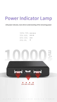 K29 Lítium powerbank 10000mAh prenosný Nabíjací Výkon Banka duálne Rozhranie USB výstupný Prúd 2A Externá Nabíjačka Batérií banky