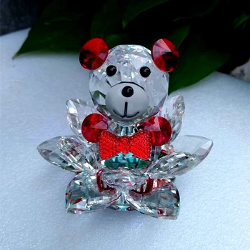 K5 Crystal Lotosový Kvet Malý Medveď Figúrka Miniatúrne Fengshui Ozdoby Domáce Dekorácie Príslušenstvo Moderné Svadobné Party Dary