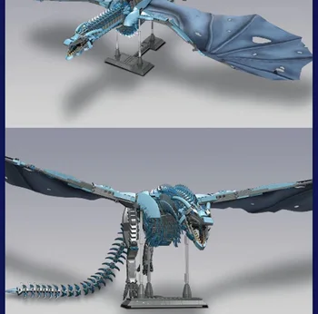 K90 Tvorivé Série Modrá Drogon a Viserion Dragon Model Súpravy Stavebné kamene, Tehly Zberateľské Narodeniny Hračky pre Deti, Darčeky
