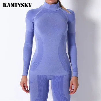 Kaminsky 2020 Nové dámske Fitness T-Shirt Šport, Cvičenie Top Dlhý Rukáv Power Stretch Cvičenie Top Sexy Telocvični ClothesSkinny Shirtr