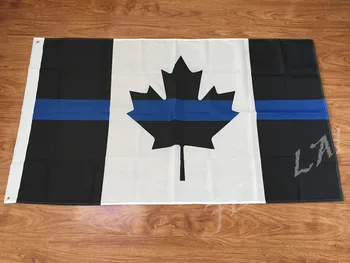 Kanada Modrej čiary Vlajok, 3 X 5 ft Tenká Modrá Čiara Kanada Vlajka Čierna, Biela A Modrá S Mosadznými osadené priechodkami