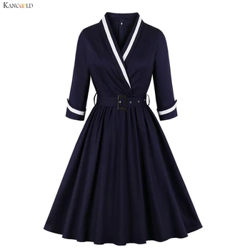 KANCOOLD šaty Žien Čipky s Dlhým Rukávom Vintage Koktail Party-Line Mini Šaty V-Neck fashion nové šaty žien 2019Oct22