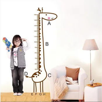 Karikatúra Roztomilý Žirafa Meranie Výšky Pravítko Samolepky na Stenu pre Deti Izba Domáce Dekorácie na Stenu Odtlačkový Domova Baby Škôlky PVC