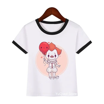Kawaii deti oblečenie zábavné Stephen King klaun cartoon tlač tričko dievčatá chlapci halloween darček pre deti t tričko camisetas veľkoobchod