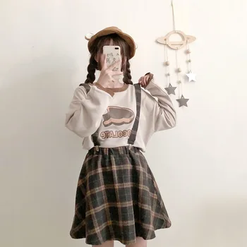 Kawaii dievča lolita dna roztomilý koberčeky podväzkové sukne vrecká kockované nohavice japonský študent lolita dna 2020 nové