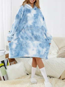 Kawaii Hoodies Pyžamá Pre Ženy Sleepwear Salónik Nosenie Pohodlné A Voľné Obojstranný Fleece Hrubšie Nositeľné Deka Pár