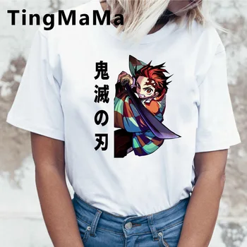 Kawaii Kimetsu Č Yaiba T Shirt Ženy Letné Topy Japonské Anime Tričko Ulzzang Démon Vrah Grafické Tees Plus Veľkosť Tričko Žena