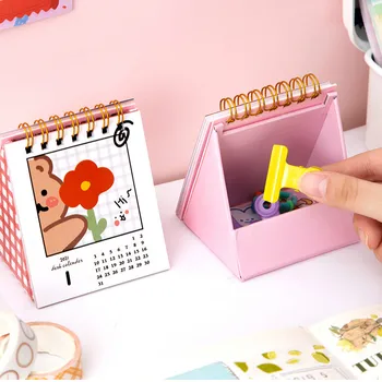 Kawaii malý stolový kalendár 2021 poznámkový blok stránke sústruženie roztomilý tvorivé ploche dekorácie pripomienka karty časovač kancelárske potreby
