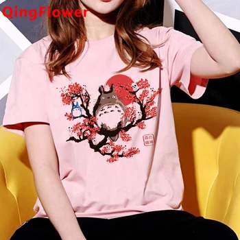 Kawaii Totoro Anime Letné Tričko Ženy Harajuku Ullzang Roztomilý Legrační Karikatúra T-shirt Grafické Bežné Tričko Fashion Top Tee Žena