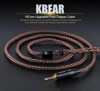 KBEAR 16 Core Inovované Čistej Medi Kábel 3.5/2.5/4.4 mm S MMCX/2Pin Pre ZS10 ZSN PRO V90 CCA C12 ZSX
