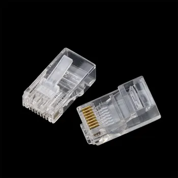 Kebidu 100ks/Veľa RJ45 konektor RJ-45 Káble siete Ethernet Modul Zapojte Sieťový Konektor pre UTP Cat5 Cat5e Kábel Siete Crystal Hlavy 8P8C