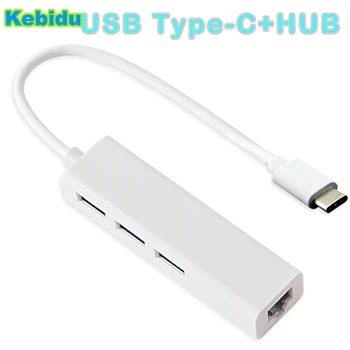 Kebidu 3 Porty USB 2.0 PK USB 3.0 HUB USB C Typ C Pre Ethernet LAN RJ45 Network Karta pre Samsung pre Macbook ThinkPad Veľkoobchod