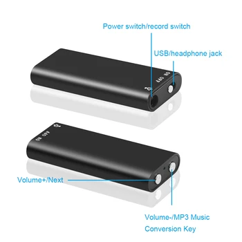 Kebidumei 2019 Nové najľahší hmotnosti a najmenší 3 v 1 Mini 8GB 8G Digitálny Audio Hlasový Záznamník +Mp3