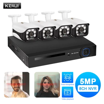 KERUI HD 5MP POE NVR Auta 4CH CCTV kamerový Systém WIFI Vonkajšie IP Kamery Home Security Alarm NVR Súpravu pre Nočné Videnie POE Dohľad