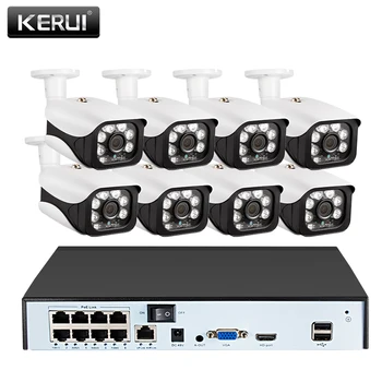 KERUI HD 8CH NVR Bezdrôtové Kamery CCTV Vonkajšie IP Kamery 5MP WIFI Home Security kamerový Detekcia Pohybu Alarm NVR Auta