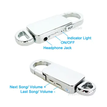 Keychain 8GB Digitálny Hlasový Záznamník Hlasom Aktivované Nahrávanie USB Flash Disk Striebro zvuku Zvuk Diktafón Prenosný MP3 Prehrávač