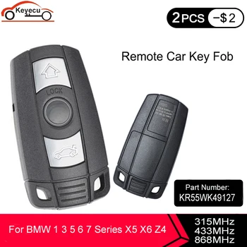 KEYECU 10PCS/veľa Smart Remote príveskom CAS3 3Button pre BMW 1 3 5 7 Série X5 X6 Z4 315MHZ 433MHZ 868MHZ PCF7945 Čip (nie KYDZ)