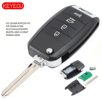 Keyecu Inovované Flip Diaľkové príveskom 3 Tlačidlo 433MHz 4D60 Čip pre Kia Cerato-2016 P/N: 95430-A7101