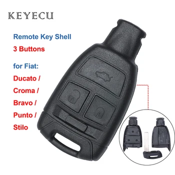Keyecu Náhradné Diaľkové Tlačidlo púzdro 3 Tlačidlami Kľúča Vozidla Shell pre Fiat Bravo Croma Ducato Punto Stilo(Shell Iba)