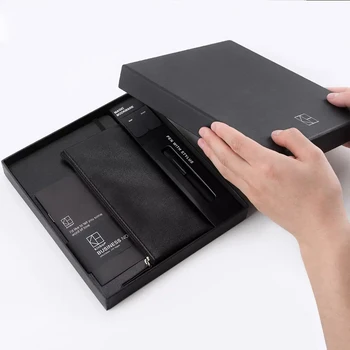 Kinbor Kancelárske potreby Nastaviť Black A5 Notebook Guľôčkové Pero, Ceruzka Prípad Magnetické Záložky PU kožené Notebook Pre Stretnutia